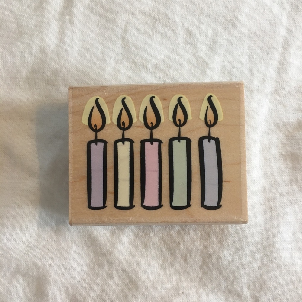 VTG Wood Mounted Hero Arts Candles Rubber Stamp